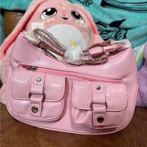 Chic Pink Handbag with Dual Front Pockets
